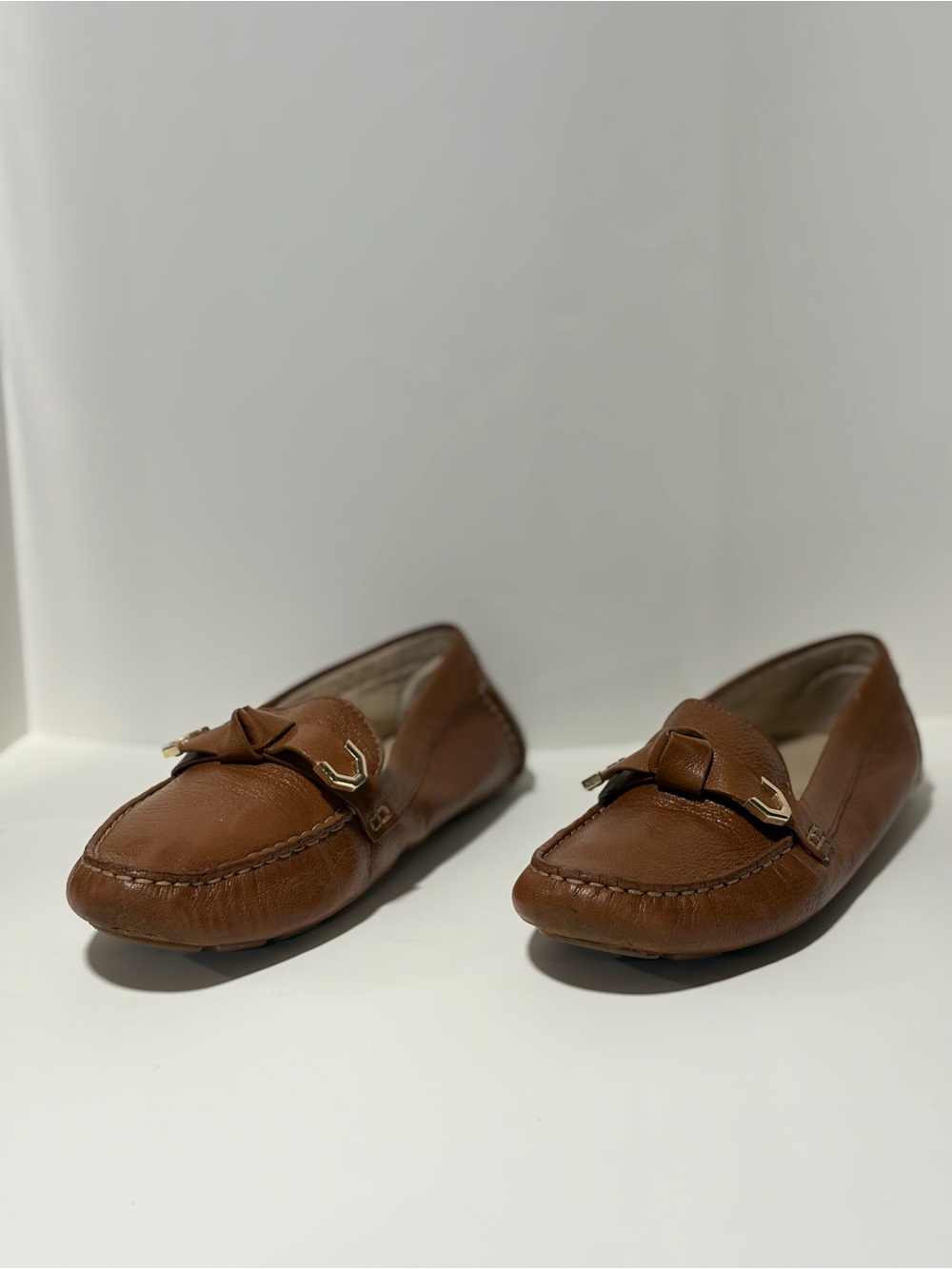 Cole Haan Classic Brown Leather Bow Loafers